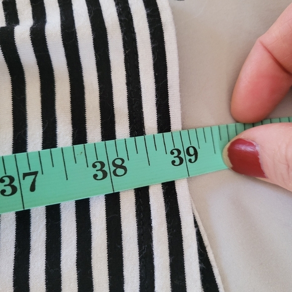 Tricotto | Black & White Stripped Long Skirt with Front slit & Elastic at Waist - Picture 9 of 9